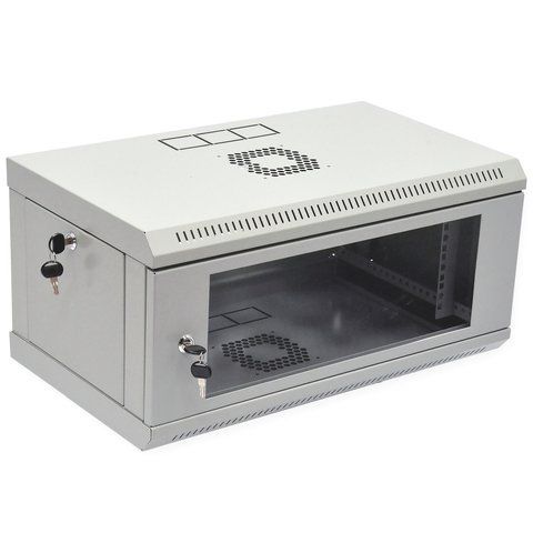 Шкаф 4U, 600х400х284 мм (ШxГxВ), L-type, акриловое стекло, серый CM-10514 фото