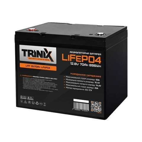Акумуляторна батарея літій-залізо-фосфатна 12.8В 70А*год Trinix 12V70Ah LiFePO4 K3-44-00007 фото