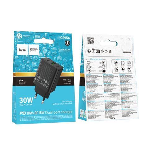 Сетевое Зарядное Устройство Hoco CS95A 1USB/1USB-C QC/PD 30W Од1-00048662 фото