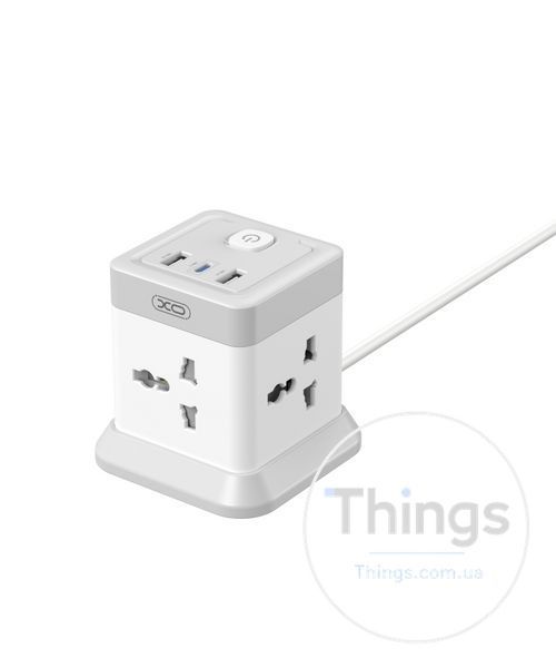 Мережевий Подовжувач XO WL20 20W Square Socket 4AC +USB-A+1USB-C PD/QC 2m Од1-00040692 фото