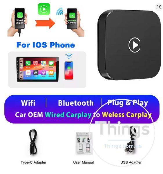 Бездротовий Apple CarPlay, Android Auto адаптер, Адаптер Podofo AI Box AI2304AA Adapter, адаптер для автомобіля K1-000387 фото