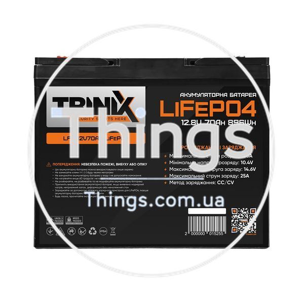 Акумуляторна батарея літій-залізо-фосфатна 12.8В 70А*год Trinix 12V70Ah LiFePO4 K3-44-00007 фото