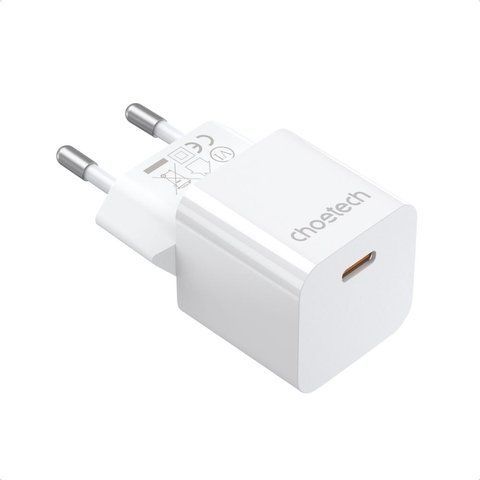 Мережевий зарядний пристрій Choetech PD5010 PD20W GAN USB-C White K3-43-00120 фото