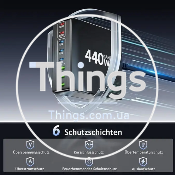 Блок питания зарядка HSSNS USB C Multiple 440 Вт 8 портов K1-000021 фото