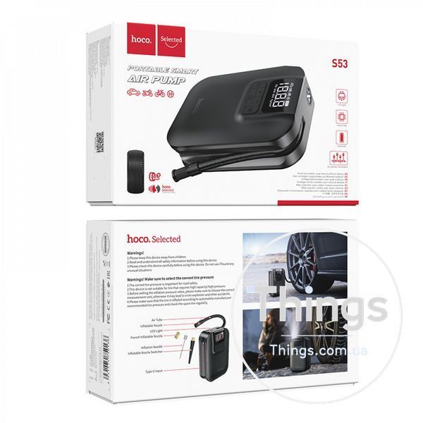 Air Pump Hoco S53 Breeze portable smart ( Battery - 5000 mAh ) &mdash; Black К2-000077423 фото