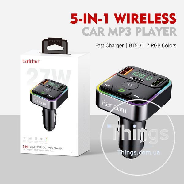 Fm Modulator MP3 | Car Charger | 3.0A | 2U | 1C &mdash; Earldom ET-M114 K2-000083537 фото