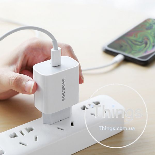 Home Charger | 20W | PD | Lightning Cable (1m) &mdash; Borofone BA38A &mdash; White К2-000072725 фото