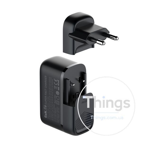 Мережевий Зарядний Пристрій LDNIO Q366 GAN 65W+Type-C to Type-C Од1-00040536 фото