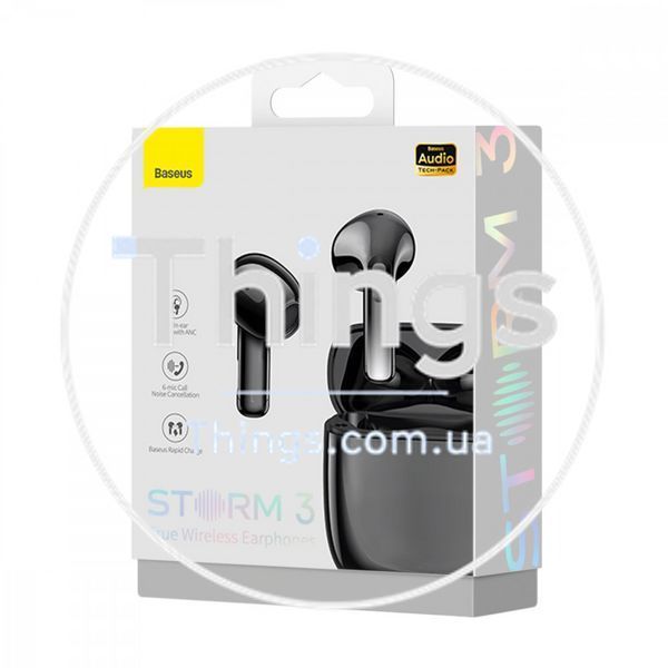 Bluetooth гарнітура TWS Baseus (NGTW1401) Storm 3 &mdash; NGTW140101 Black К2-000073949 фото
