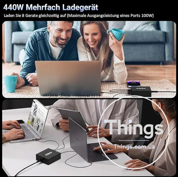 Блок живлення заряджання HSSNS USB C Multiple 440 Вт 8 портів K1-000021 фото