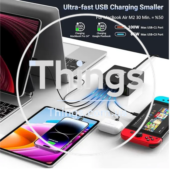 Блок питания зарядка HSSNS USB C Multiple 440 Вт 8 портов K1-000021 фото
