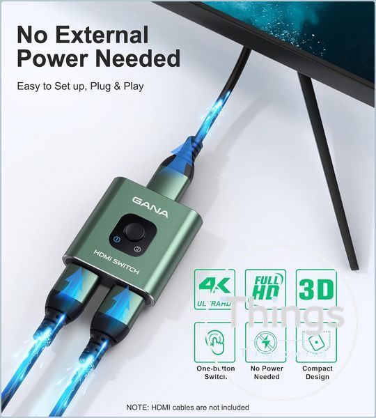 Двонапрямний HDMI Switch GANA 4K@60 Гц 2 in 1 out / 1 in 2 out, HDMI 2.0 сумісність xbox ps5 ps4 сірий K1-000748 фото
