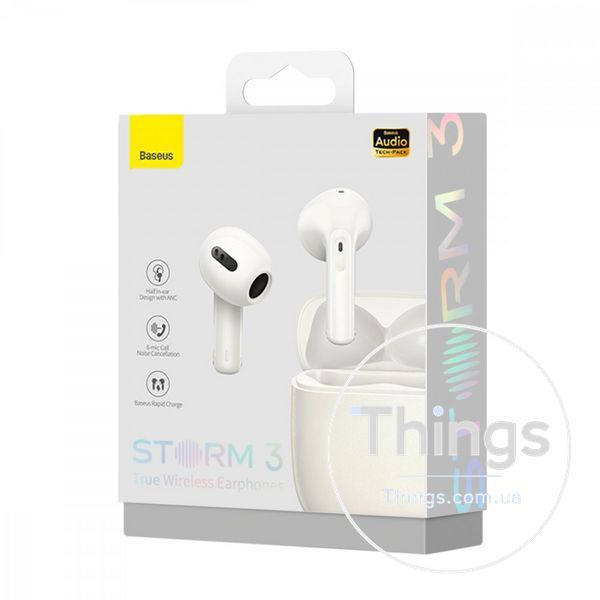 Bluetooth гарнітура TWS Baseus (NGTW1401) Storm 3 &mdash; NGTW140102 White К2-000073949 фото