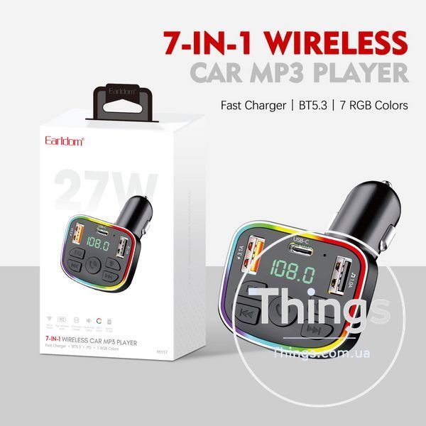 Fm Modulator MP3 | Car Charger | 3.0A | 2U | 1C &mdash; Earldom ET-M117 K2-000083535 фото