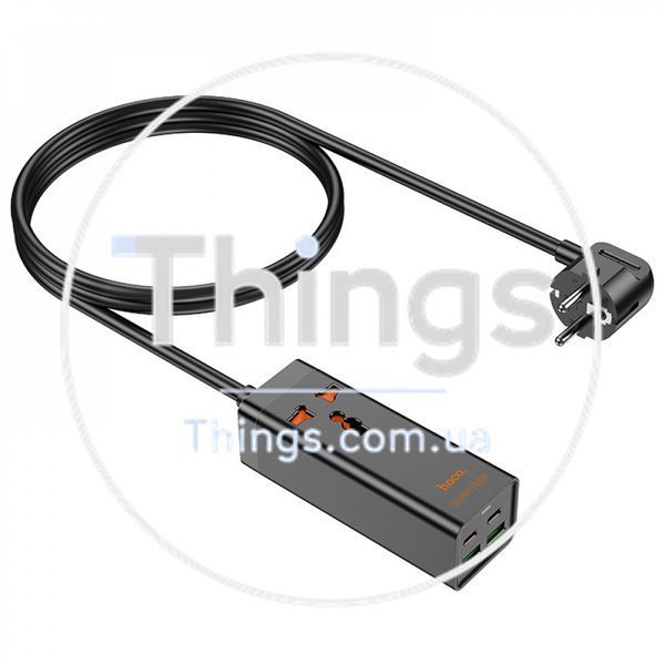 Мережевий фільтр 2500W 2U | 1P | 2C 65W | 1.5m &mdash; Hoco AC10A &mdash; Black К2-000080502 фото