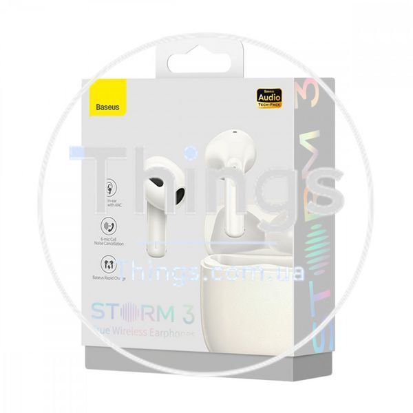 Bluetooth гарнітура TWS Baseus (NGTW1401) Storm 3 &mdash; NGTW140102 White К2-000073949 фото