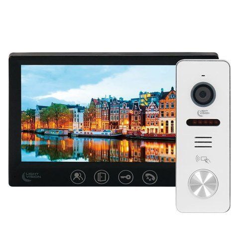 Комплект відеодомофона Light Vision: домофон 7" AMSTERDAM FHD Black та відеопанель 2Mp RIO FHD (RF) White зі зчитувачем Mifare K3-82-00205-82-00242 фото