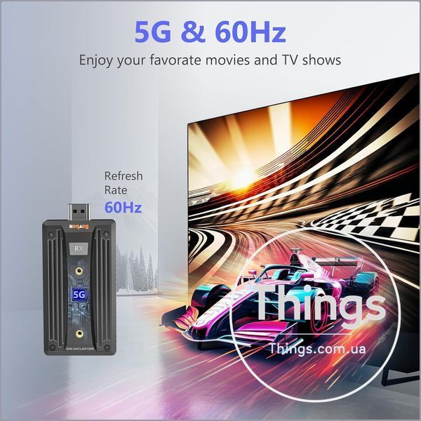 Бездротовий HDMI передавач-приймач BovBox WL090, 1080P@60Hz, 2.4/5.8G, до 176 м, 1TX&rarr;4RX, Plug&Play K1-000824 фото