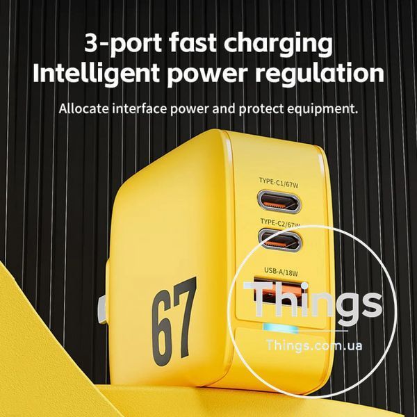 Home Charger | 67W | GaN | PPS | 2 PD | QC3.0 LED &mdash; Veron TC-67 К2-000075653 фото