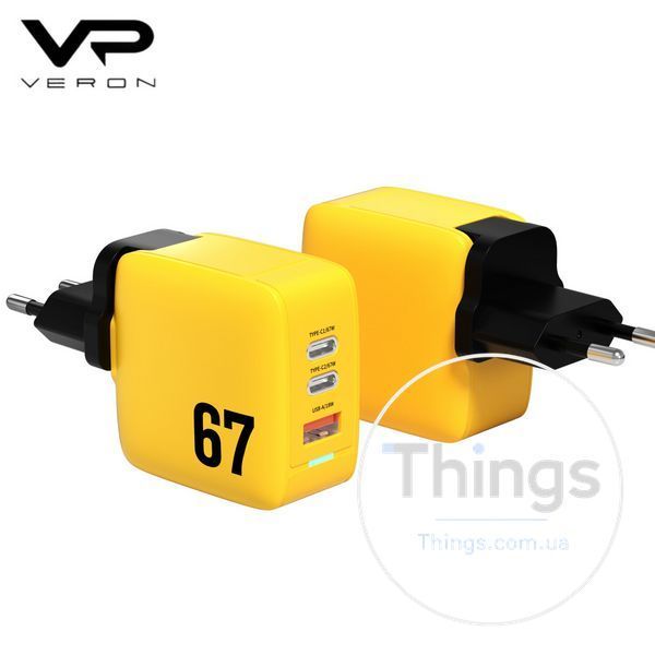 Home Charger | 67W | GaN | PPS | 2 PD | QC3.0 LED &mdash; Veron TC-67 К2-000075653 фото