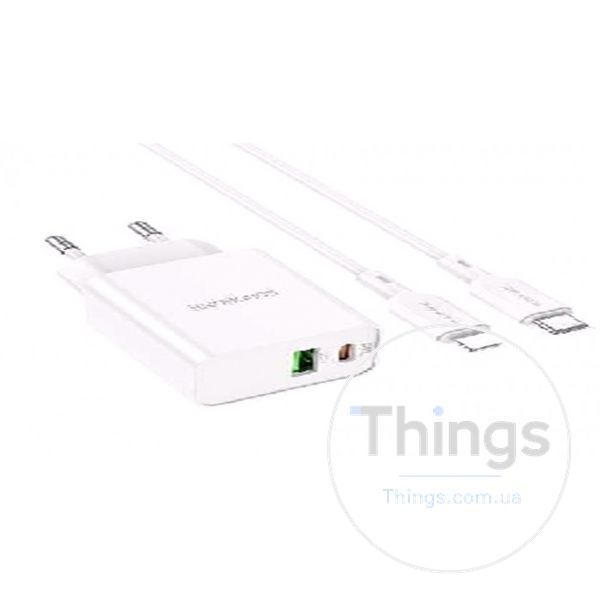 Home Charger 20W PD QC3.0 C to Lightning Cable (1m) Borofone BA69A &mdash; White К2-000073657 фото