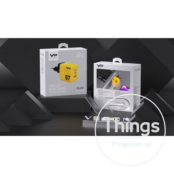Home Charger | 67W | GaN | PPS | 2 PD | QC3.0 LED &mdash; Veron TC-67 К2-000075653 фото