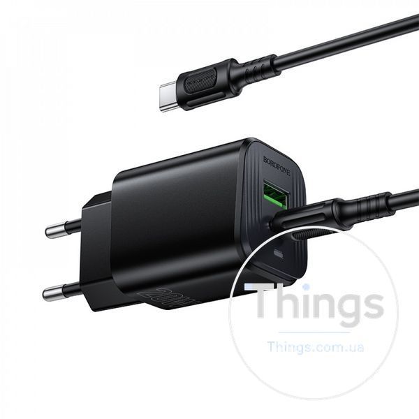 Home Charger 20W PD QC3.0 C to C Cable (1m) Borofone BAS83A &mdash; Black K2-000083444 фото