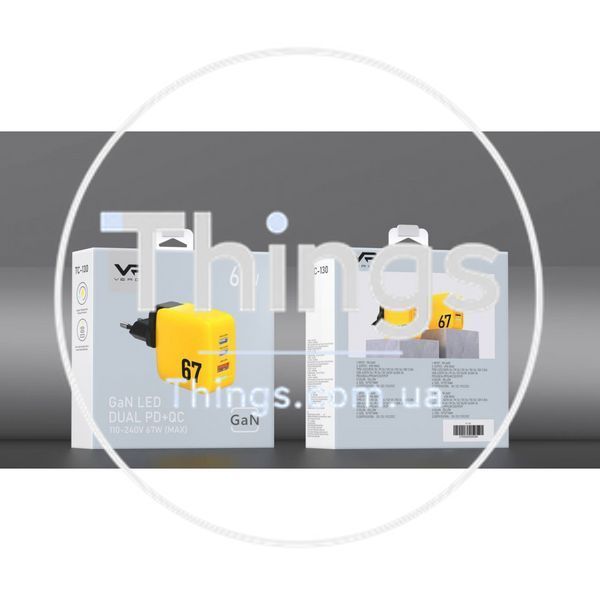 Home Charger | 67W | GaN | PPS | 2 PD | QC3.0 LED &mdash; Veron TC-67 К2-000075653 фото