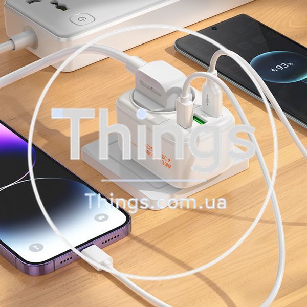 Фільтр живлення 4000W 2U | 1P | 1C 20W &mdash; Hoco AC26 &mdash; White К2-000080104 фото