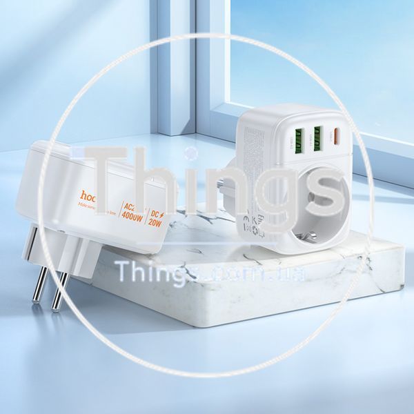 Фільтр живлення 4000W 2U | 1P | 1C 20W &mdash; Hoco AC26 &mdash; White К2-000080104 фото
