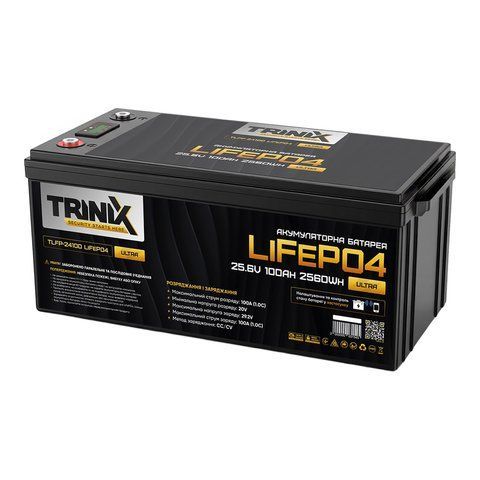 Акумуляторна батарея літій-залізо-фосфатна 25.6В 100А*год Trinix TLFP-24100 Ultra LiFePO4 з Bluetooth (Black) K3-44-00087 фото