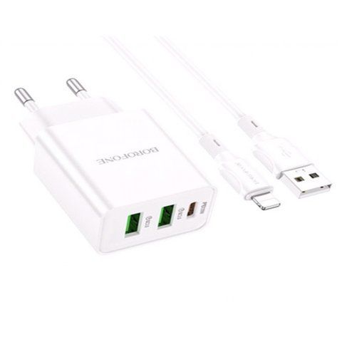 Home Charger 20W PD 2 QC3.0 Lightning Cable (1m) Borofone BA70A &mdash; White К2-000073893 фото