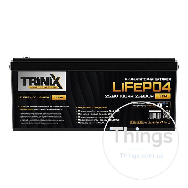 Акумуляторна батарея літій-залізо-фосфатна 25.6В 100А*год Trinix TLFP-24100 Ultra LiFePO4 з Bluetooth (Black) K3-44-00087 фото