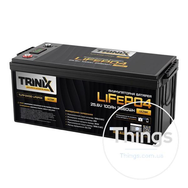 Акумуляторна батарея літій-залізо-фосфатна 25.6В 100А*год Trinix TLFP-24100 Ultra LiFePO4 з Bluetooth (Black) K3-44-00087 фото