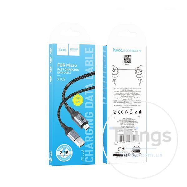 Кабель USB Hoco X102 Micro 2.4A Од1-00045077 фото