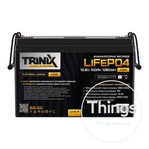 Акумуляторна батарея літій-залізо-фосфатна 12.8В 100А*год Trinix TLFP-12100 Ultra LiFePO4 з Bluetooth (Black) K3-44-00085 фото
