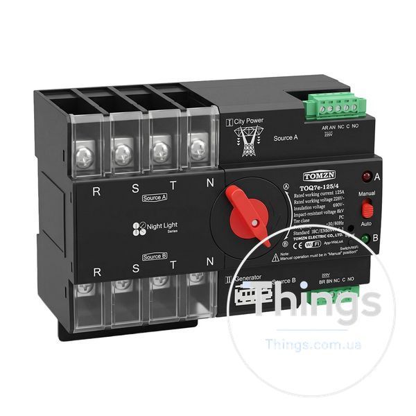 Автоматичний перемикач (АВР) під DIN-рейку з Wi-Fi TOMZN TOQ7e-125/4P 125A 4 полюси K3-51-00121 фото