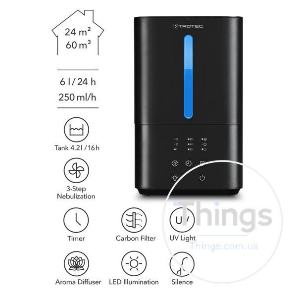 Зволожувач повітря ультразвуковий Trotec B 4 E Black DM-00487 фото