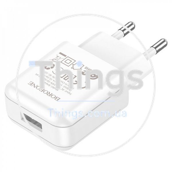 Home Charger 2.1A 1U Lightning Cable (1m) Borofone BA64A &mdash; White К2-000072720 фото