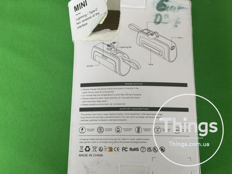 Універсальна батарея Power Bank Mini F-X130 5000 mAh Lightning + USB Type-C K1-000327 фото
