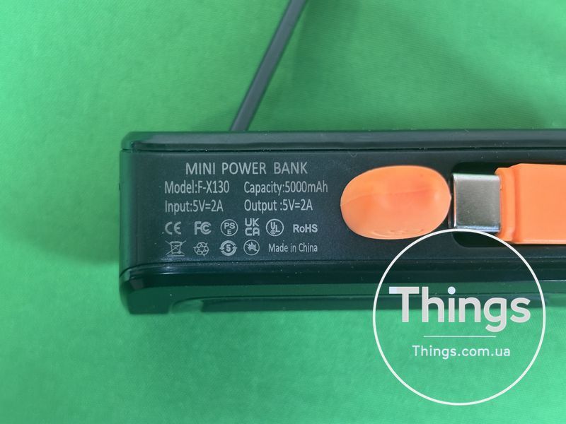 Універсальна батарея Power Bank Mini F-X130 5000 mAh Lightning + USB Type-C K1-000327 фото
