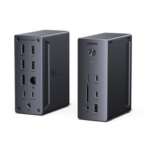 Док-станція UGREEN Revodok Pro CM843, 14-в-1, Triple 4K (2&times;HDMI + DP 8K/4K@120), 100W PD, 10Gbps K1-000846 фото