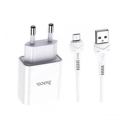 Home Charger 2.1A 1U Micro Cable (1m) Hoco C81A &mdash; White K2-000069754 фото