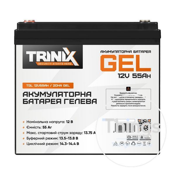 Акумуляторна батарея гелева 12В 55А*год Trinix TGL12V55Ah/20Hr GEL K3-44-00016 фото