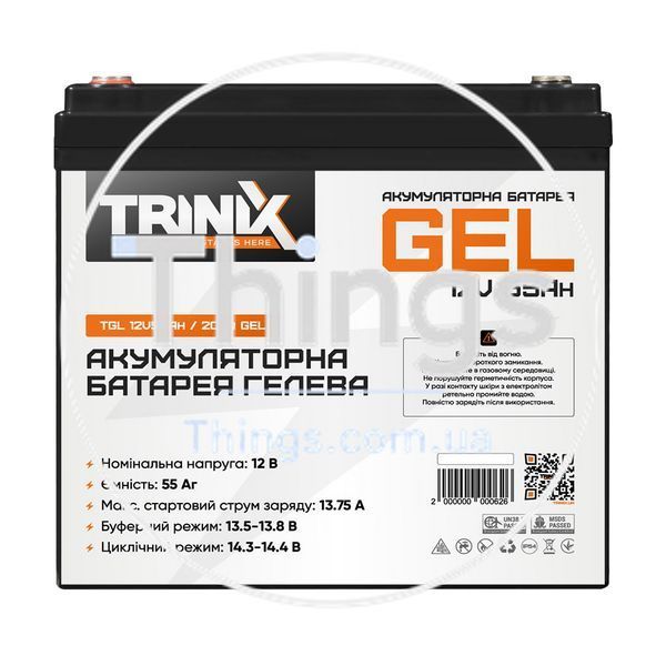 Акумуляторна батарея гелева 12В 55А*год Trinix TGL12V55Ah/20Hr GEL K3-44-00016 фото