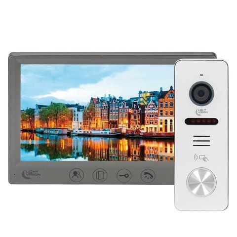 Комплект відеодомофона Light Vision: відеодомофон 7" AMSTERDAM FHD Grey та відеопанель 2Mp White K3-82-00237-82-00242 фото