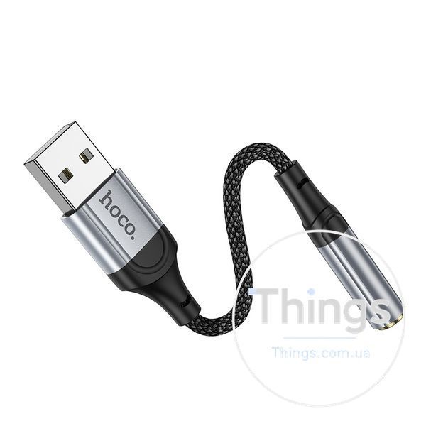 Перехідник Hoco LS36 Sound Card USB to AUX 3.5mm (female) 12cm Од1-00040906 фото