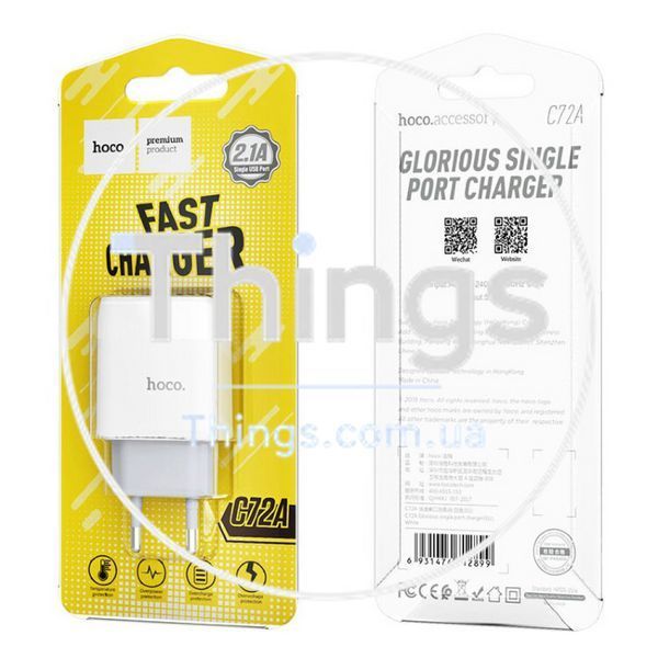 Home Charger 2.1A 1U Hoco C72A &mdash; White K2-000068644 фото