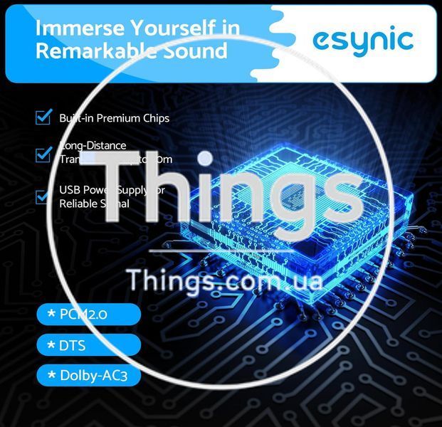 Оптический аудиоразветвитель eSynic ESY209 1 вход в 2 выхода, оптический кабель 1 м, 2-канальный оптический разветвитель K1-000338 фото