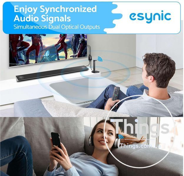 Оптичний аудіорозгалужувач eSynic ESY209 1 вхід у 2 виходи, оптичний кабель 1 м, 2-канальний оптичний розгалужувач K1-000338 фото
